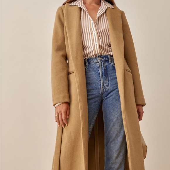 Reformation Greenwich Coat in Camel - Picture 3 of 6